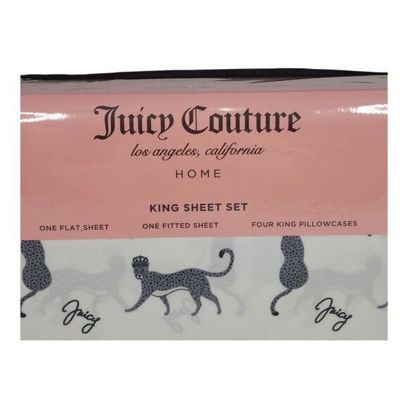 Juicy Couture King Sheet Set With Leopard Print & 4 King Pillowcases Polyester - Picture 5 of 8